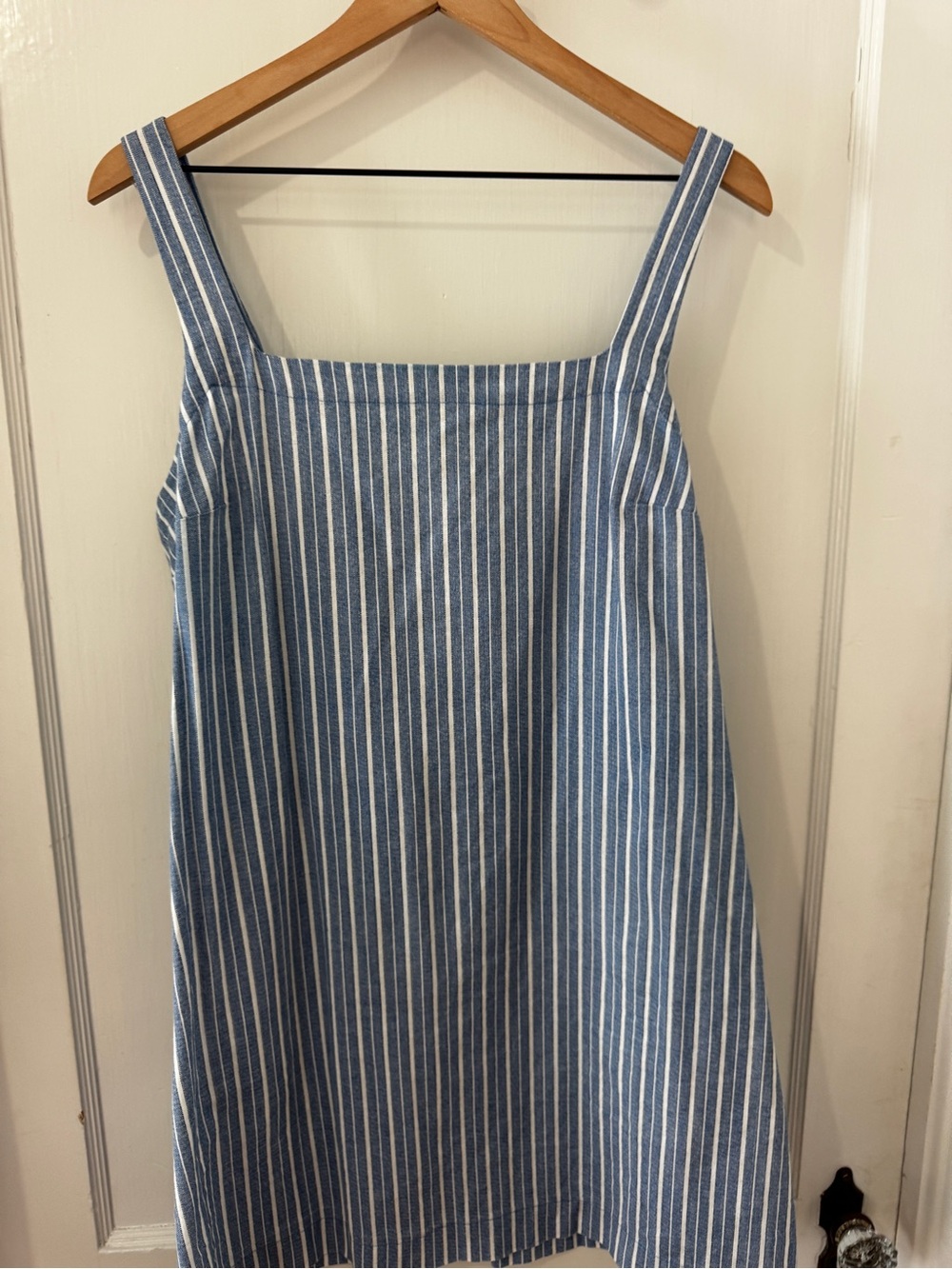 a new day Blue and White Vertical Stripe Linen Dress